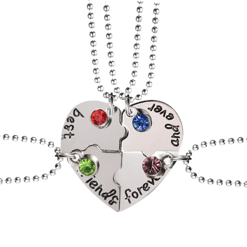 ODM Best Friend Necklace for 3 Pcs/Set 4 Piece Love Couple Pendant Heart BFF Good Friendship Jewelry Gift
