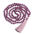 Wholesale Agate Beaded Knotted Long Tassel 108 Mala Necklace Jewelry Prayer Beads Mantra Chanting