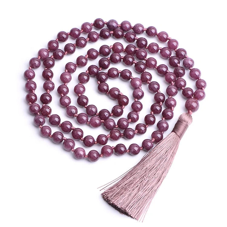 Wholesale Agate Beaded Knotted Long Tassel 108 Mala Necklace Jewelry Prayer Beads Mantra Chanting