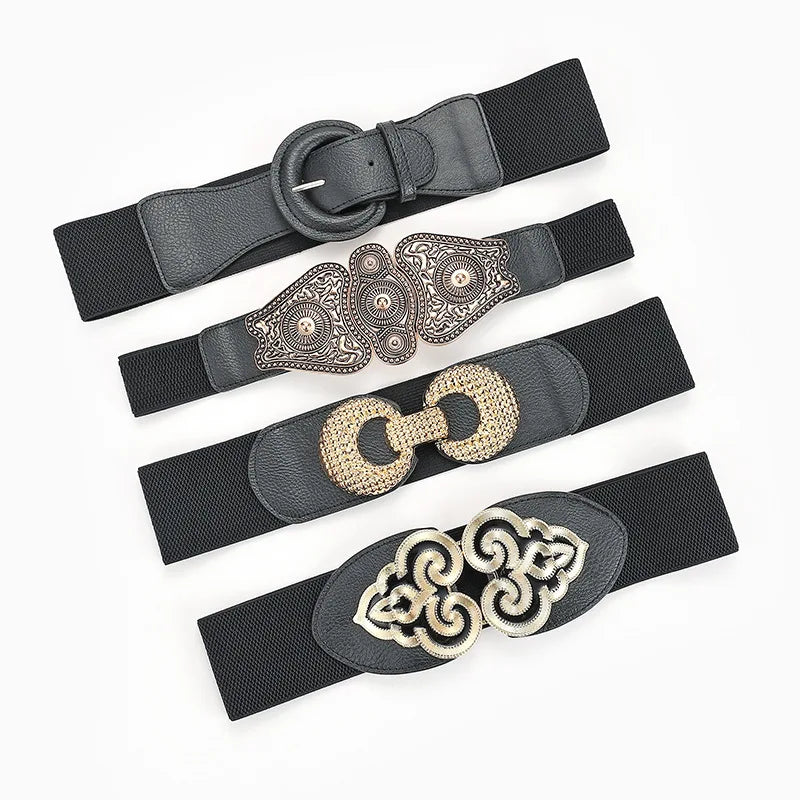 Fashion Leisure Body PU Leather Skinny Stretch Retro Dresses Vintage Elastic Wide Women's Waist Belt for Women Waist