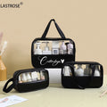 LOW MOQ Black Wash Bag Make Your Own LOGO Travel Makeup Bag PVC Pu clear Pouch Transparent Cosmetic Bag