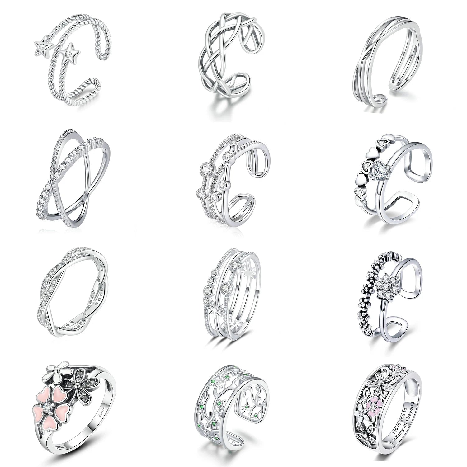 Wholesale Silver 925 Fine Jewelry Ring Top Selling rainbow Color Zircon S925 Sterling Silver Girls Rings for Women Jiangyuan