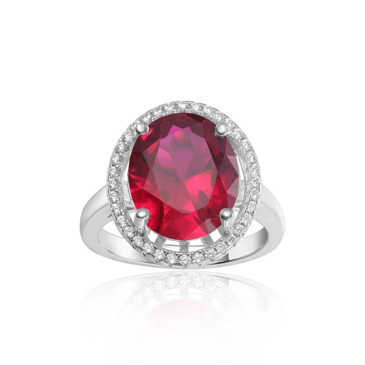 Abiding Jewelry Classic & Fashion Wholesale 925 Sterling Silver Big Carats Birthstone Halo Ring Jewelry