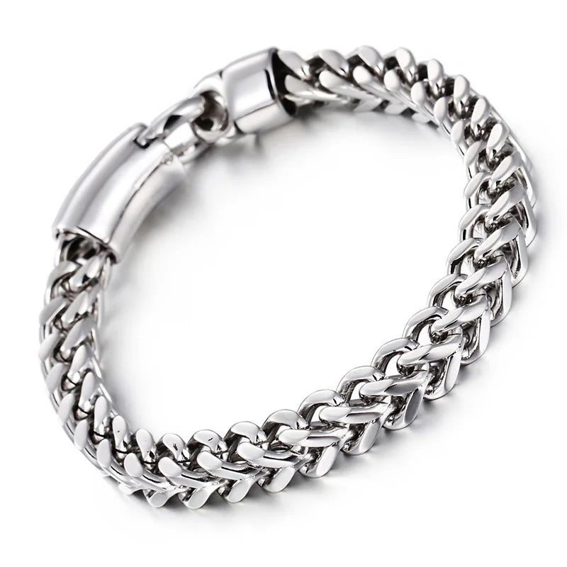 Single Layer Gold Plated Stainless Steel Handmade Chain Bracelet for Men