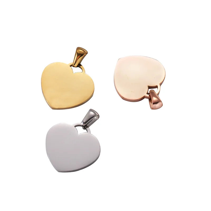 New Model Mirror Polished Stainless Steel Heart Shape Charm for Love Heart Pendant for DIY Necklace Jewelry Making