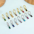 Classics 925 Sterling Silver Claw Setting Rectangle Colorful Zircon Drop Hoop Earring for Women Wholesale