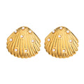 Wholesale Fashion Design Stainless Steel Gold Plated Pearl Shell Stud Earrings for Women Jewelry