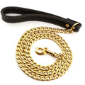 Luxury Stainless Steel Dog Leash Chain Gold-Plated P Chain Durable Training Accessory for Pets
