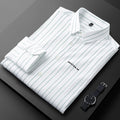 Europe and the United States Simple Luxury Thin Vertical Striped Long Sleeved Shirt High Sense Men's Business Slim Stretch Shirt