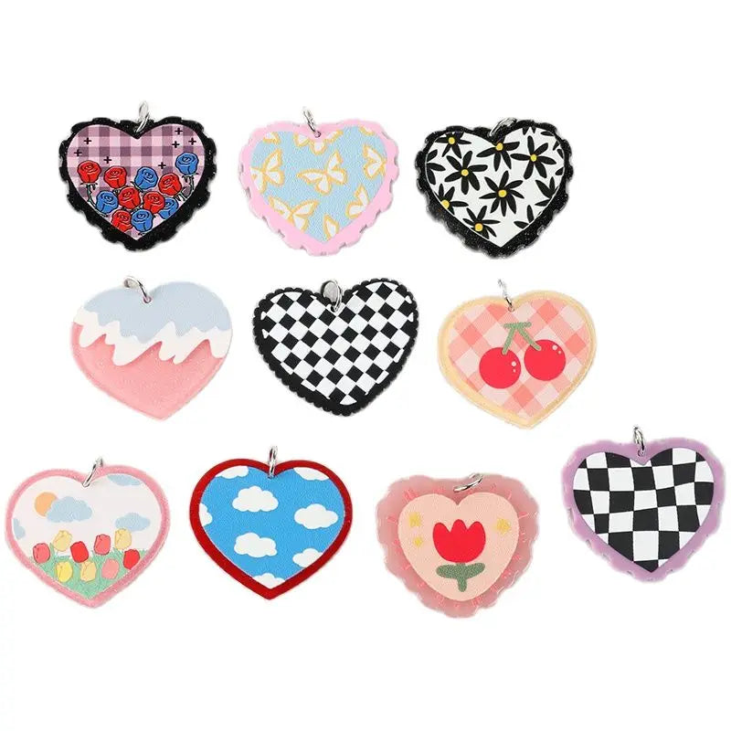 Acrylic Heart Charms Cute Flower Cherry Clouds Pendant for Earring Keychain Necklace Diy Making