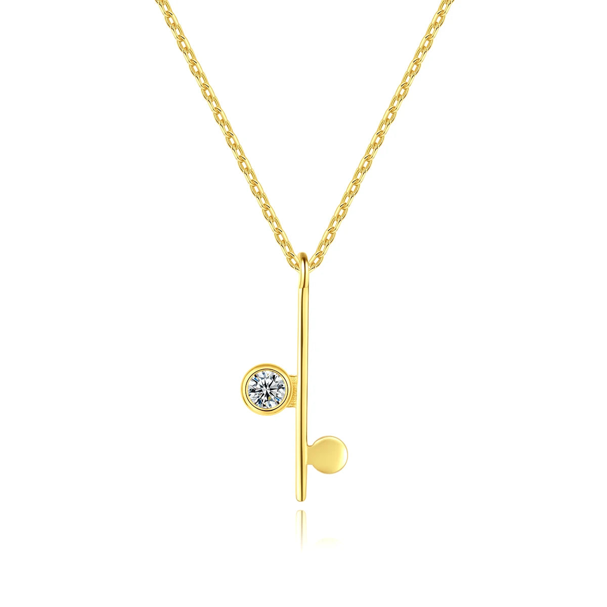 Sterling Silver Necklace for Women Simple Dainty Wear Personalized 14K Gold Plated Fashion Zircon Note Jewelry