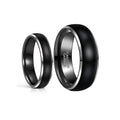 POYA Wholesale Two Tones Wedding Band Black 6mm 8mm White Line Domed Tungsten Ring for Men Women
