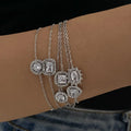 Exquisite PVD Silver Plated Heart Stainless Steel for Bracelet Charms with Zircon Inlay Fashion Charm Jewelry