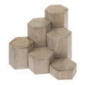 Rustic Pine Wood Hexagonal Display Riser Mini Storage Containers Set of 6-for Jewelry Cosmetic Tools Holder Stylish Gift Idea