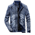 Hot Selling Mens Motorcycle Washed Blue Denim Jacket Outerwear