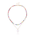 Bohemian Seed Glass Bead Beach Heart Pendant Knitting Necklace GMN023