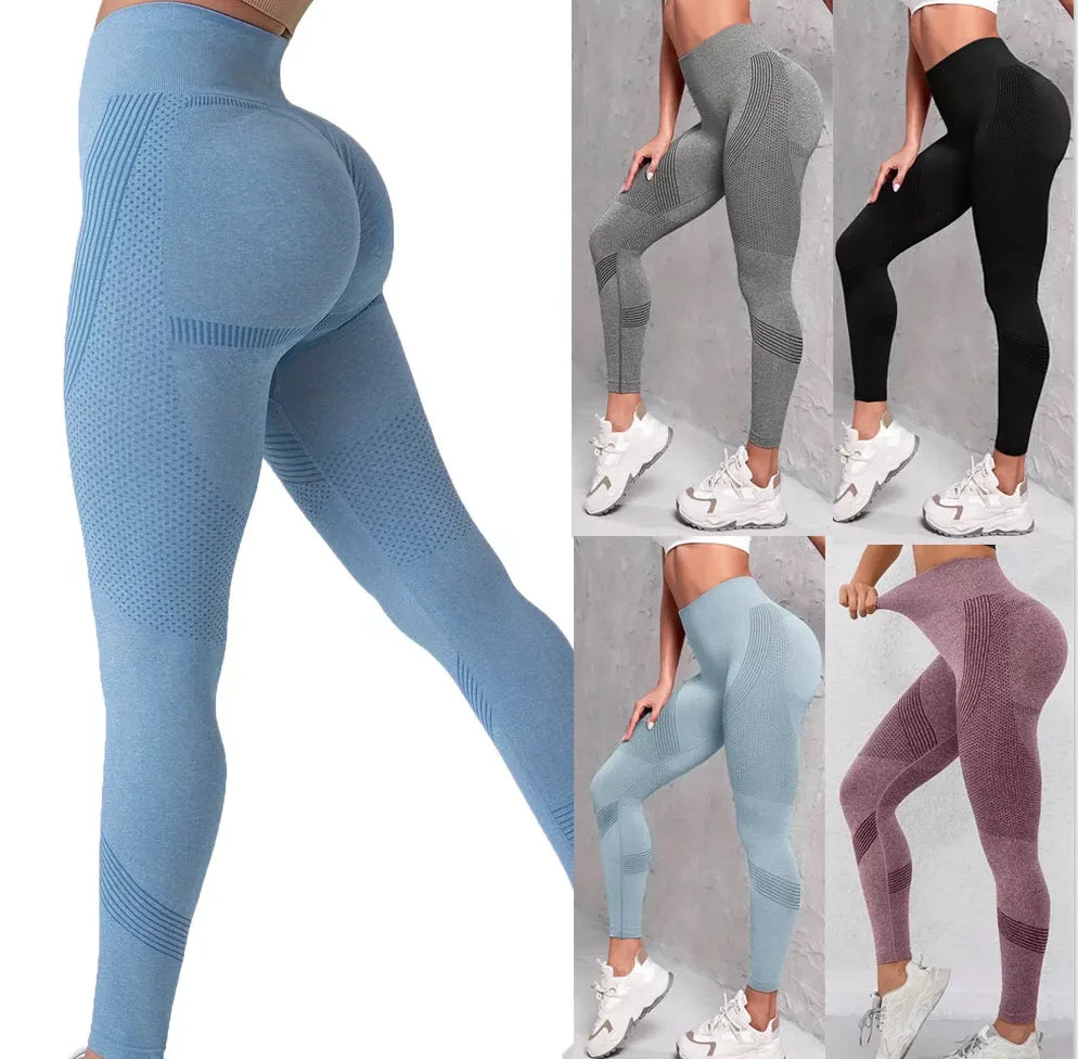 Women Wide Waistband Seamless Stretchy Compression Tummy Control Workout Pants Quick Dry Athletic Fitness Tight Yoga Leggings