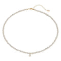 Vintage Unisex Freshwater Pearl Necklace with Water Drop Zircon Simple Millet Clavicle Chain Choker Simple Natural Style
