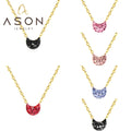 Ason Design 18k Gold Plated Stainless Steel Jewelry Chain Fashion Women Elegant Temperament Mini Diamond Pendant Moon Necklace