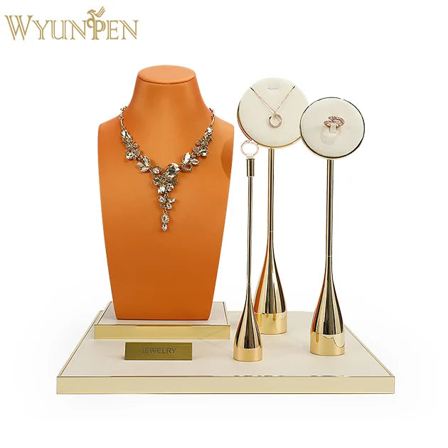 WYP New Design Orange with White Metal Window Props Jewelry Display Set