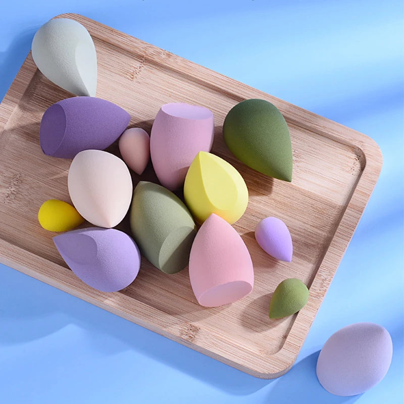 7 Pcs for Liquid Cream Powder Blusher Multi-colored Makeup Sponge Set Women Make up Accessories Transparent Bottle Packaging