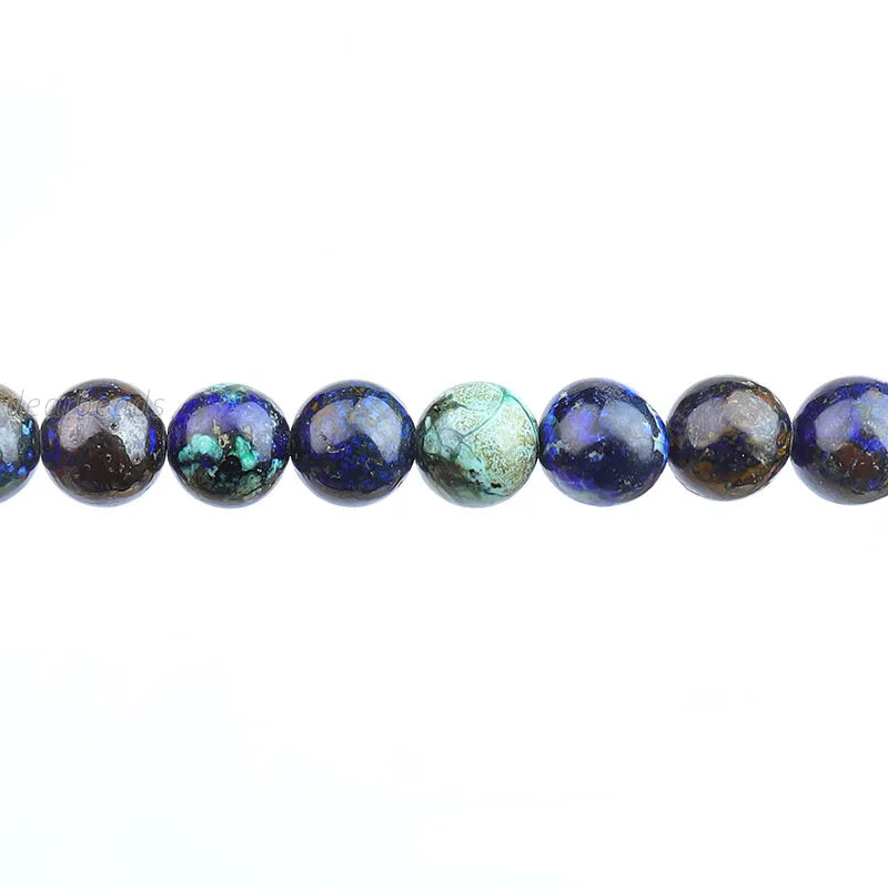 Wholesale Real Natural Round Smooth Azurite Stone Beads Strand for Jewelry Making 38CM 15inch