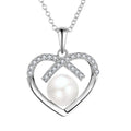 Mother Gift Birthstone Heart Zircon Pearl Necklace Custom 925 Sterling Silver Freshwater Pearl Necklace Women