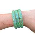 Casual Bohemia Big Circular Resin Bracelet Blue Yellow Printing Transparent Green Acrylic Chunky Stretched Bracelets Bangles