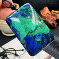 Natural Crystal Healing Stone Chrysocolla Rectangle Simple Big  Pendant Necklace
