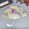 Promotional Fancy Large Size Silk Plastic Hand Fan for Ladies Custom Folding Fan for Wedding