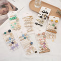 Wholesale Korean Fashion One Word Clip 5-8pcs/Set Crystal Pearl Bear Barrettes Hair Pin Clip Set Hairpins