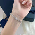 Elegant 925 Sterling Silver Tennis Chain Bracelet Handmade Jewelry Wheat Ear Style All-Match Featuring Diamond Zircon Gemstones