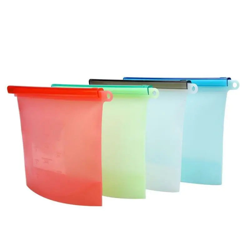 USSE 500/1000/1500/4000ml Silicone Food Storage Bags Reusable Food Fresh-keeping Bag Seal Freezer Cooking Fresh Bags