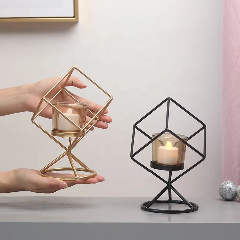 Nordic Geometric Modern Iron Candlestick Holders Simple Home Decoration Table Candle Holder