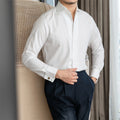French Cuff Slim Shirt Banquet Italian Vintage Casual White Long Sleeve Men's Shirt