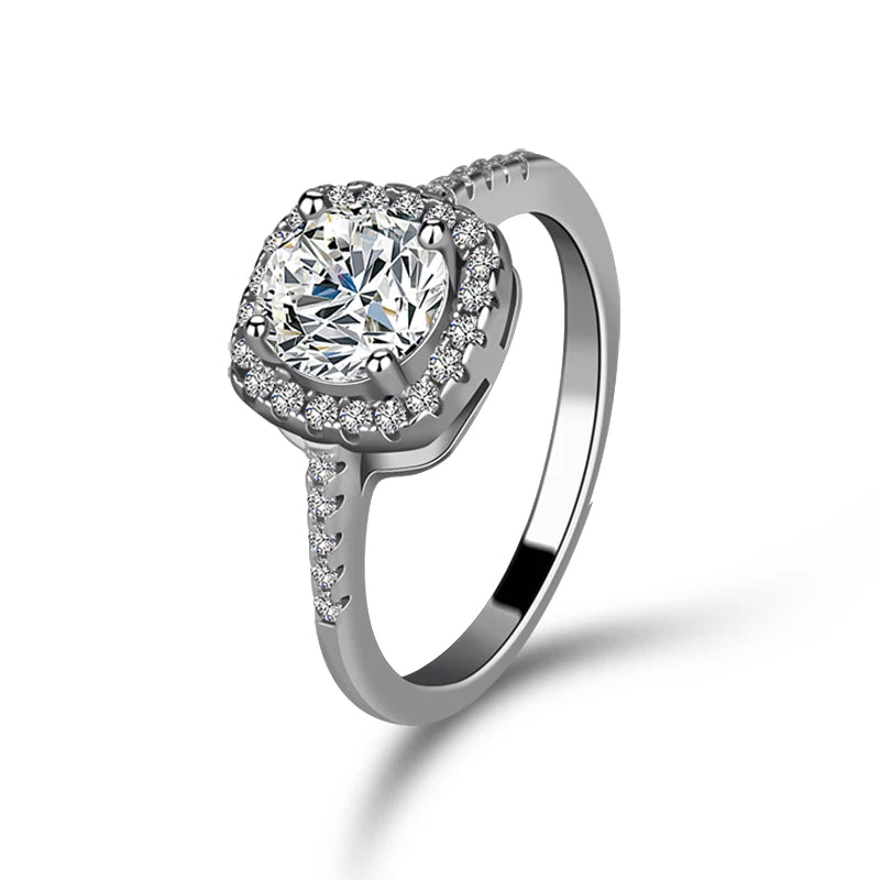 Mascot Luxury Fine Jewelry Wholesale 925 Sterling Silver Finger Rings Dainty Moissanite Halo Ring