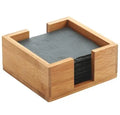 Wholesale Black Slate Stone Drink Coasters Set  With Holder