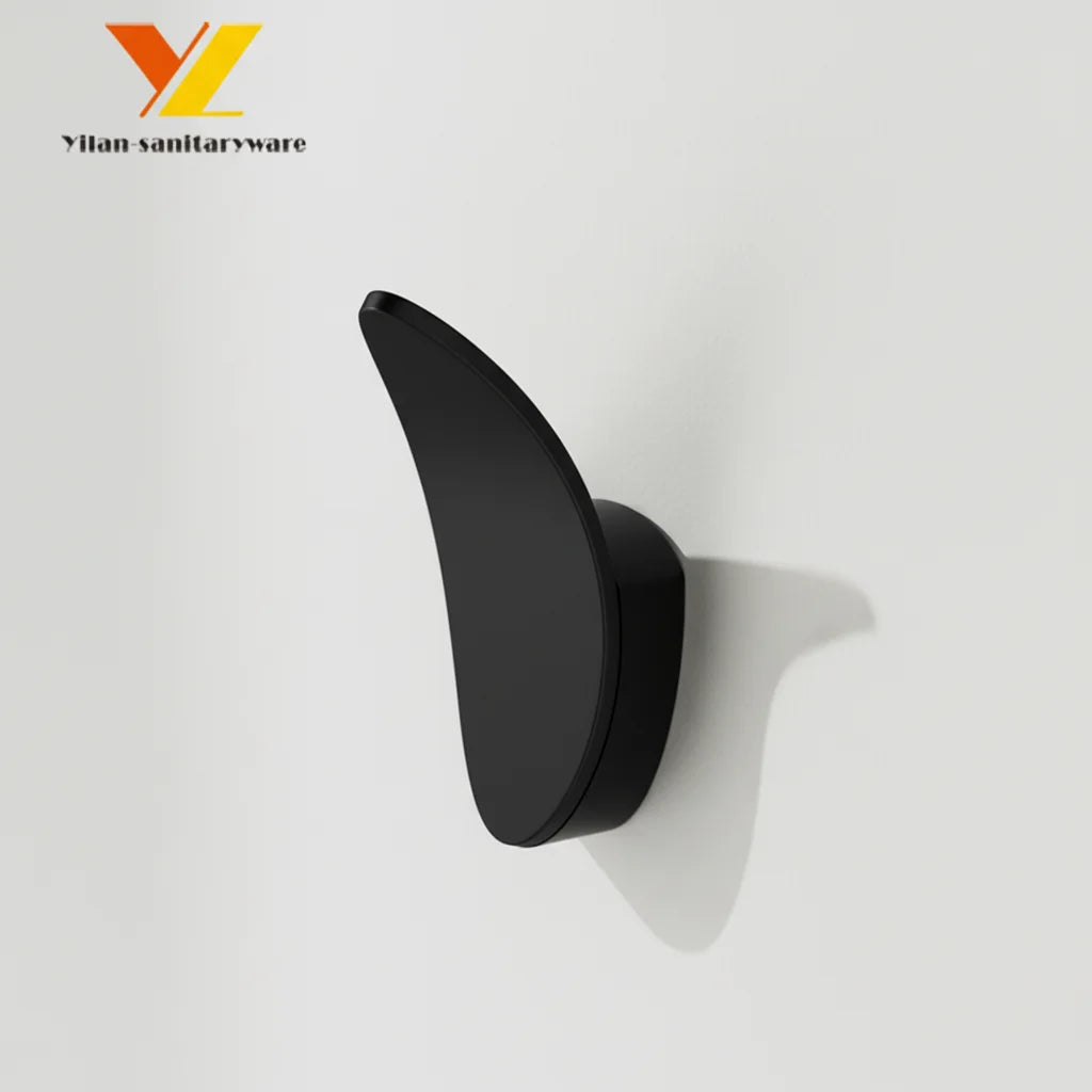 Black Wall Mount Towel Hook for Bathroom Coat and Robe Made of Brass and Metal
