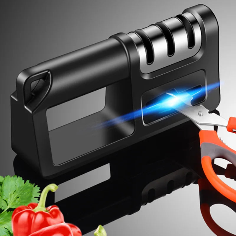 Tungsten Carbide 3 Stages Handheld Japanese Manual Professional Diamond Knives Kitchen Scissors Sharpener System for Knives
