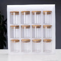 Bamboo Lid Pearl Cotton Storage Jars Set 220ml Glass Home Kitchen Container for Condiments Dry Fruits Fresh Food and Parties