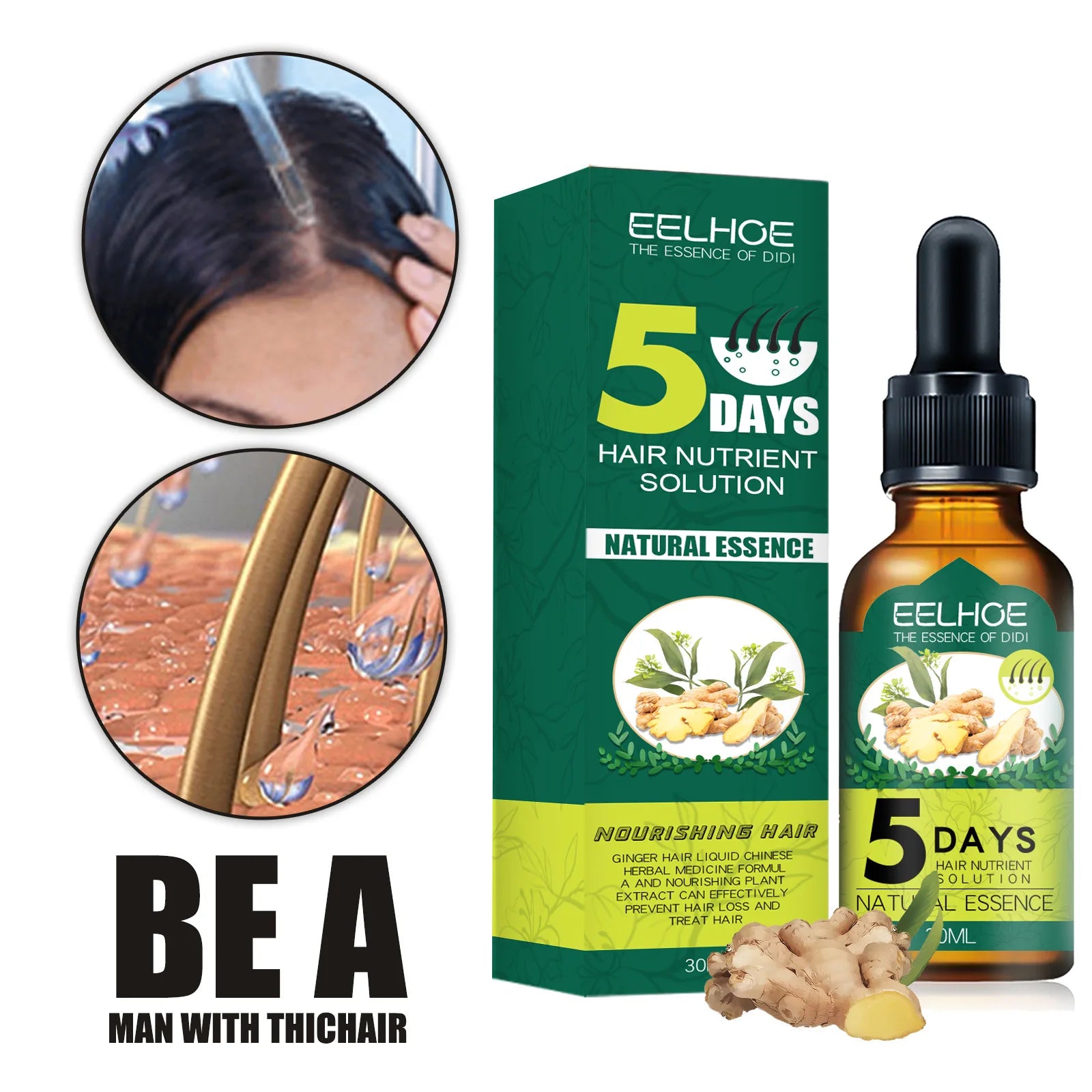 Organic Herbal Ginger Hair Care Essential Oil Hair Thickening  Growth Anti-hair Loss Dense Hair Moisturizing Hair Care