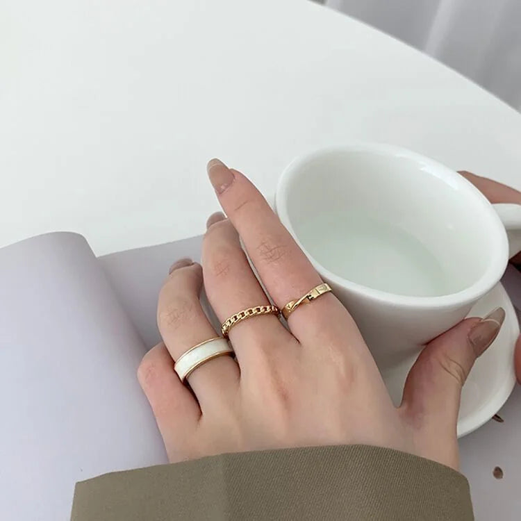 Wholesale Korean Version 3 Pcs Designer Women Rings Set Minimalist Finger Chain Open Adjustable Rings