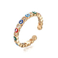 Fashion Diamond Wedding Charm Jewelry Blue EvilEye Rings for Women Adjustable Stainless Steel Ring