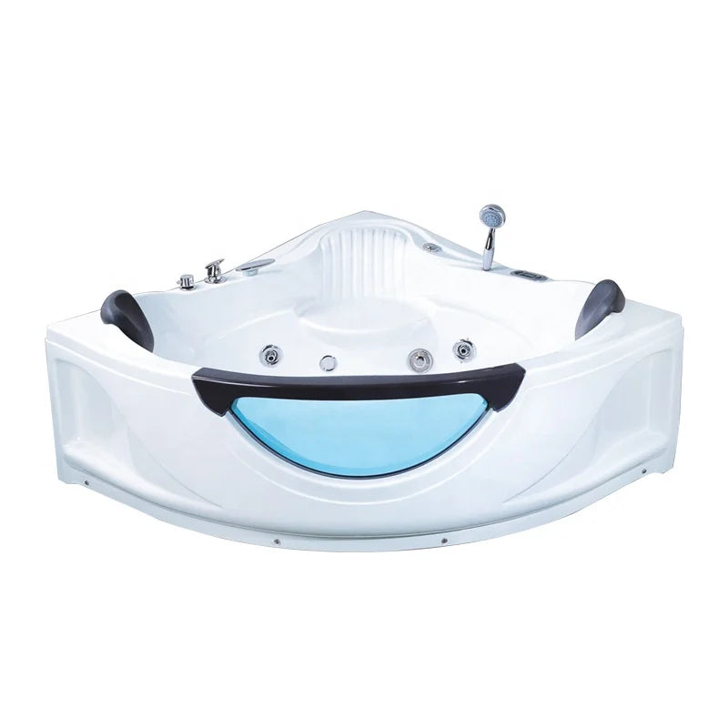 Modern Pure White Free-Standing Acrylic Bathtub with Whirlpool Massage Soaking Function Hotel Use
