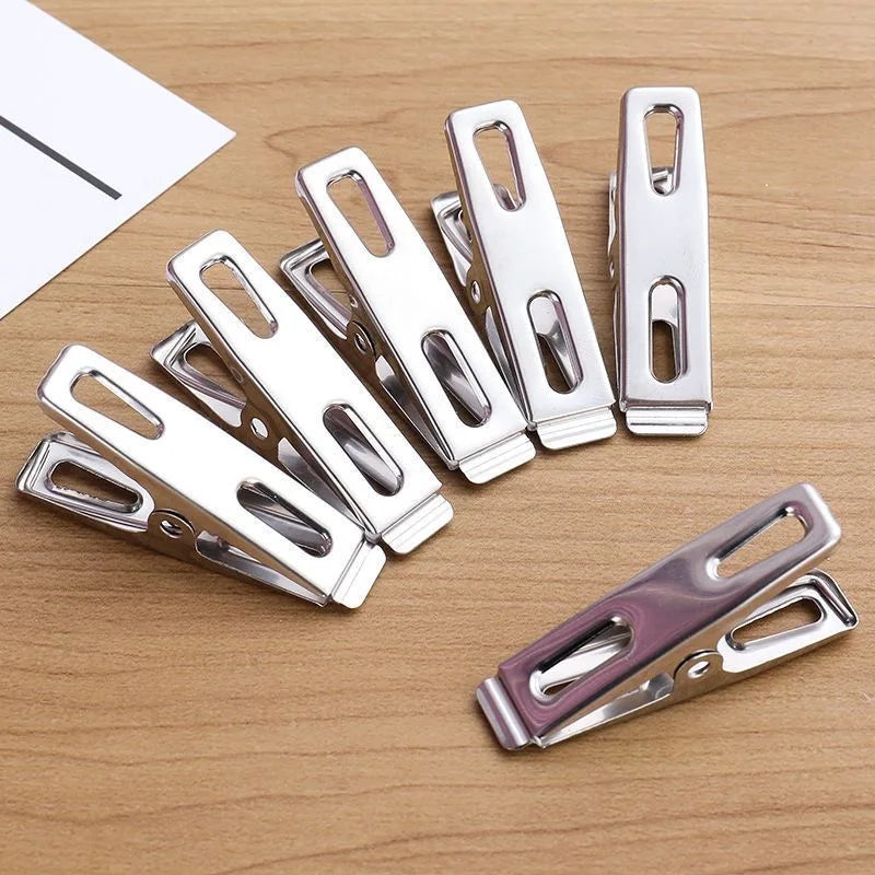 Factory wholesale stainless steel multi-functional nail-less flat mouth clip household clothes peg