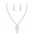 Weiman Classic Style Wedding Jewelry Set Rhodium Silver Plated Cubic Zirconia for Bridal Bridesmaid's Party for Engagement