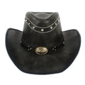Women & Men Outdoor Leather Felt Western Cowboy Hats Classic Roll up Brim Belt Buckle Cowgirl Fedora Hat