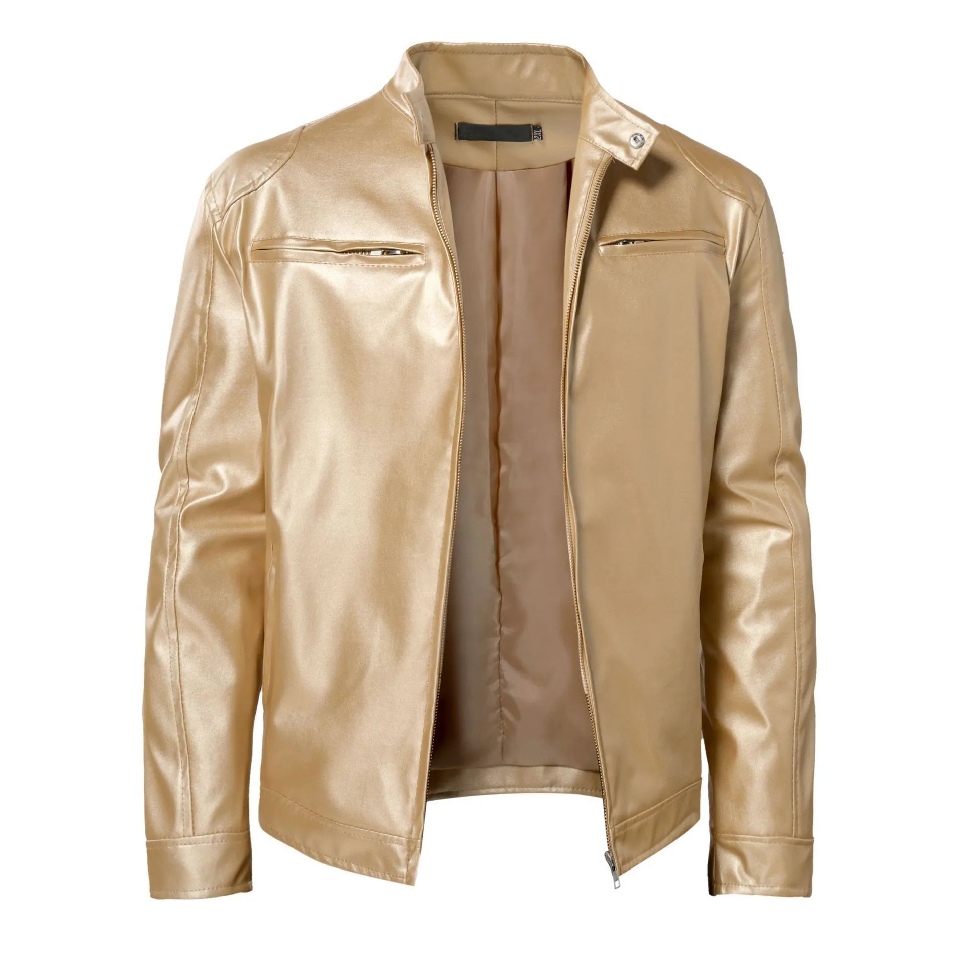 SZLLY-1217-PY31 New Style Good Quality Men's PU Leather Jacket Solid Color Leather Coat