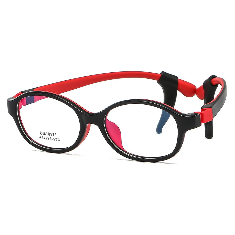 Wholesale TR90 Silicone Sport Glasses for Kids Blue Frame with Adjustable Strap Soft Nose Pad Model 9009 Pink Reading Eyewear