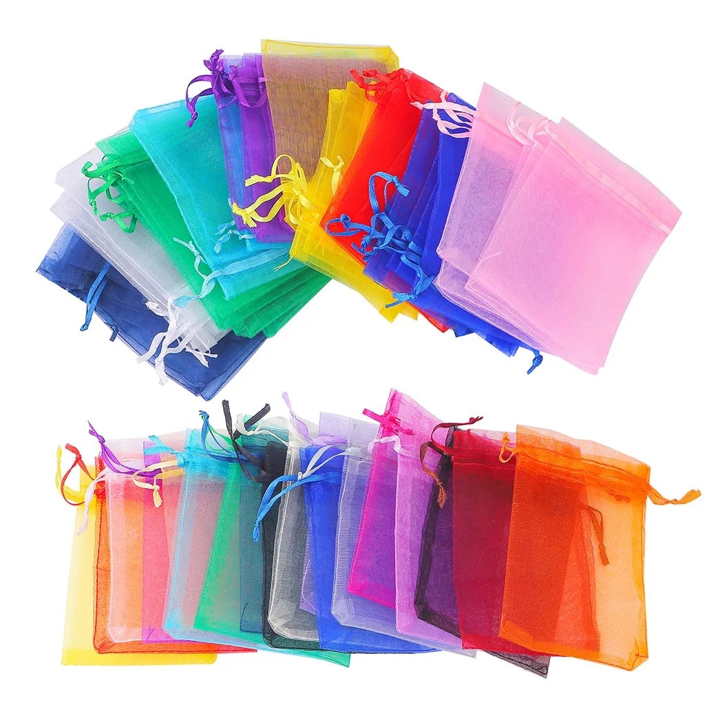 Lanwei 7*9CM Organza Pouch Storage for 3D Toys Cosmetic Bottles & Small Jewelry-21 Colors Drawstring Closure Gift Packaging